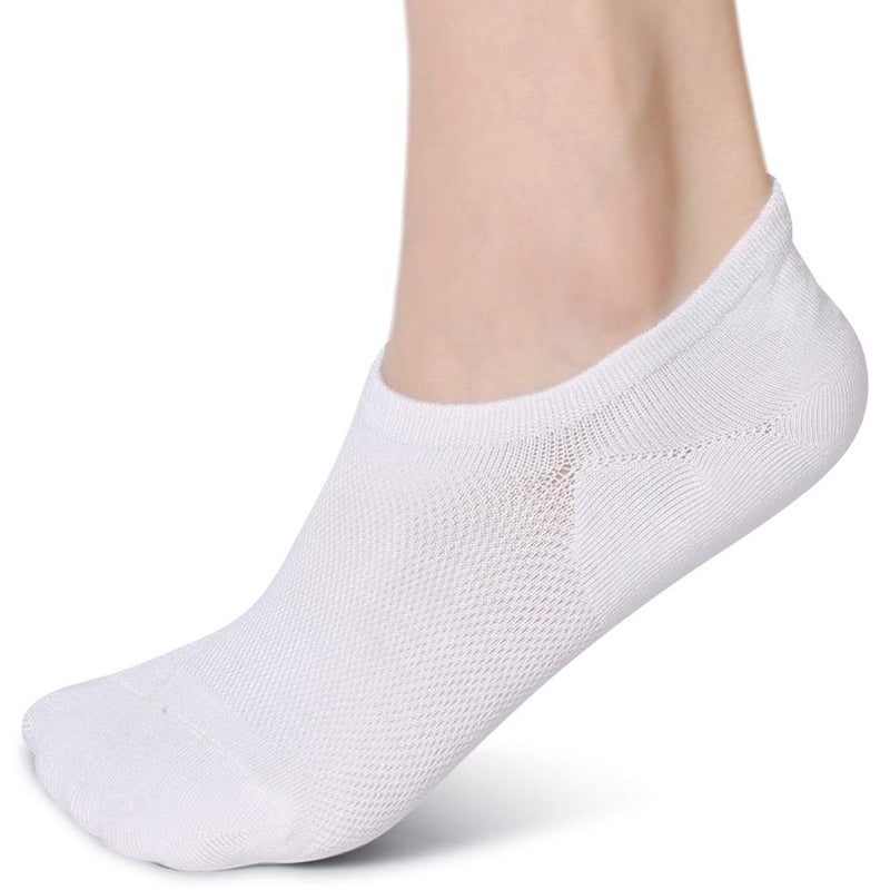 Leotruny Womenâ€™s 6 Pairs Bamboo Mesh Design Low Cut Non Slip No Show Socks (C02-White, Women Shoe Size: 6-9) - Image 2